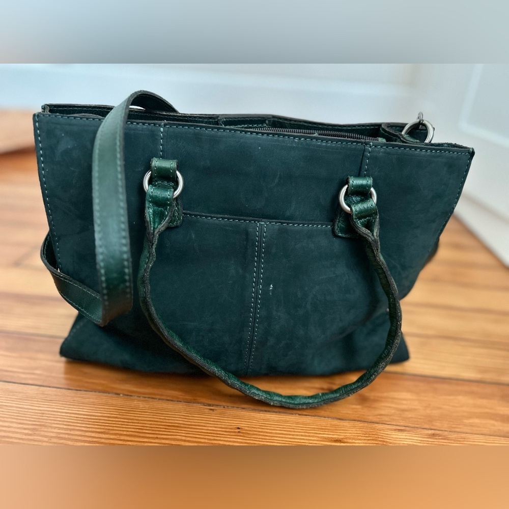 Rich Patricia Nash Dark Green Leather Primrose Suede Bag Handbag Crossbody Purse - Picture 2 of 8